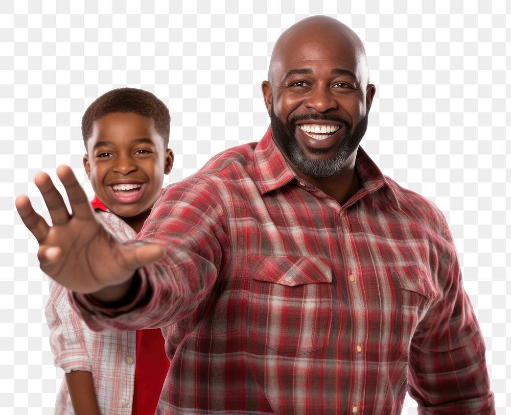 PNG Happy african american father and so adult child white background.