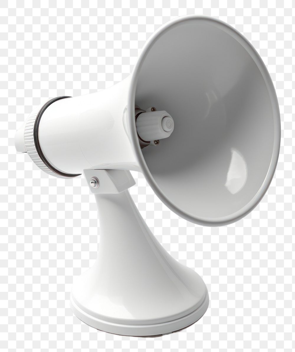 PNG White megaphone 3d model white background broadcasting electronics.
