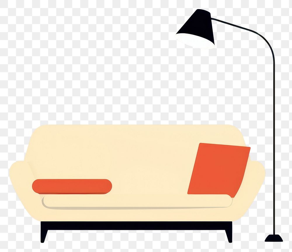 PNG  Illustration of sofa with lamp furniture comfortable illuminated.