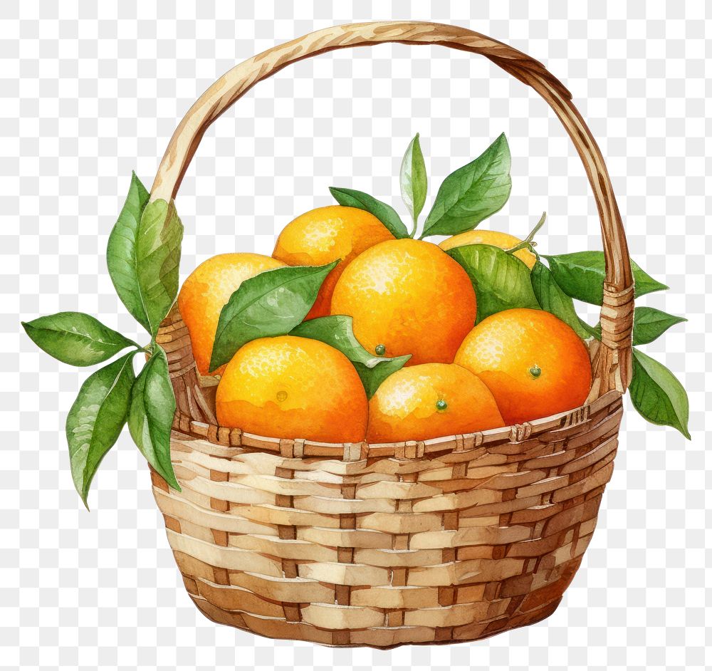 PNG Orange basket clementine fruit.