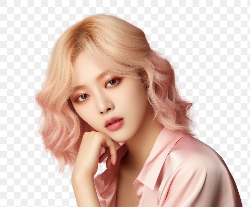 PNG  K-pop portrait blonde adult.