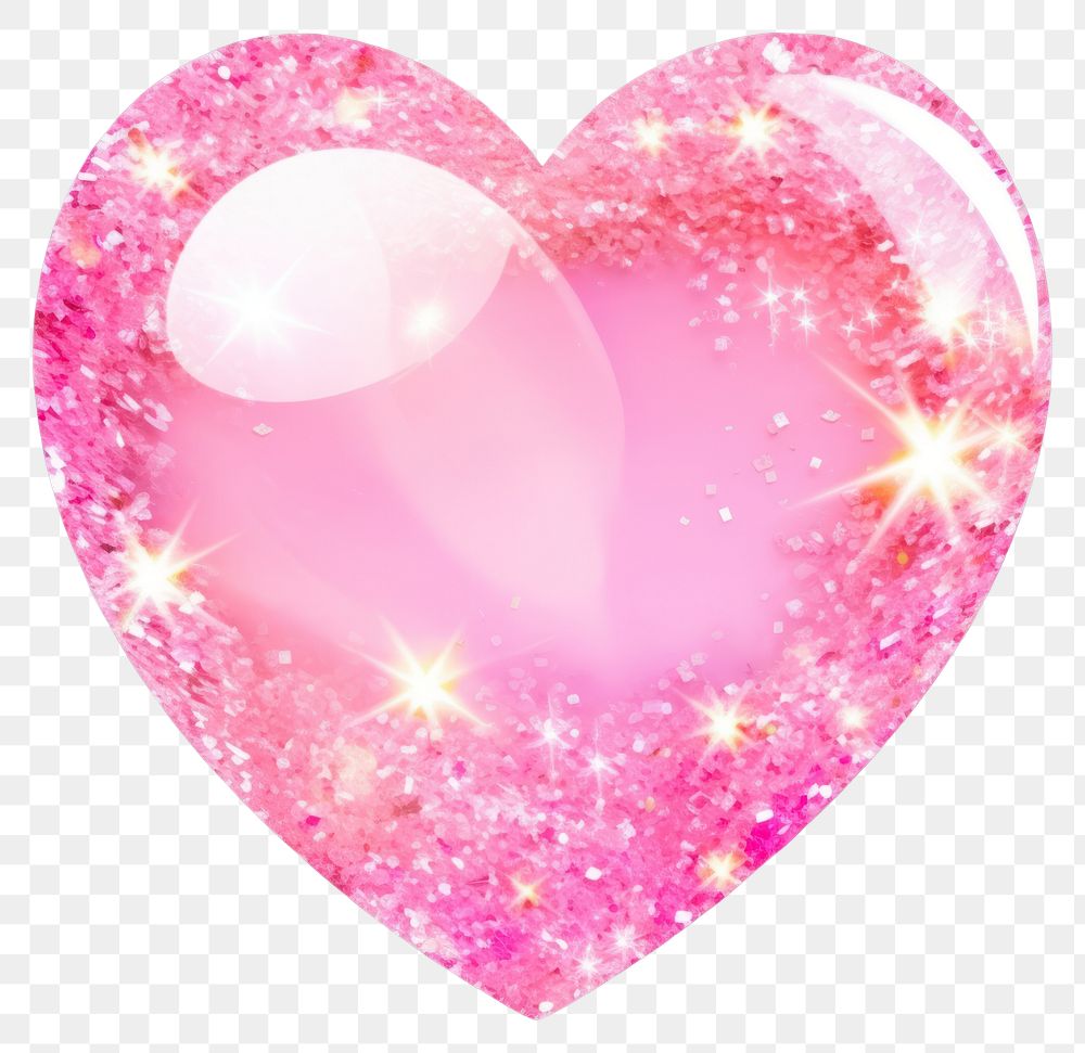 PNG Pink heart glitter shape white background. AI generated Image by rawpixel.
