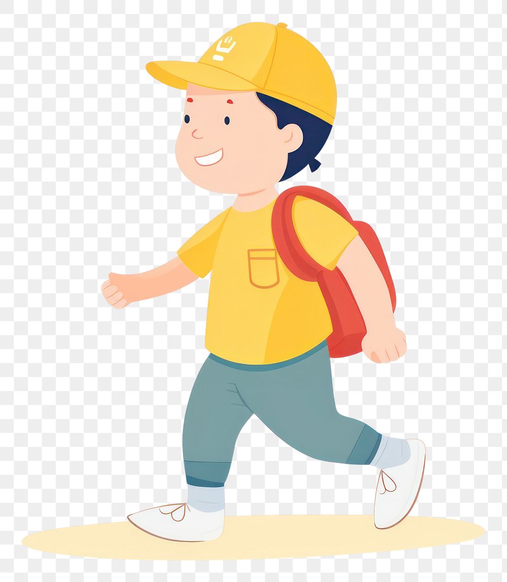 PNG Walking yellow hat white background. AI generated Image by rawpixel.