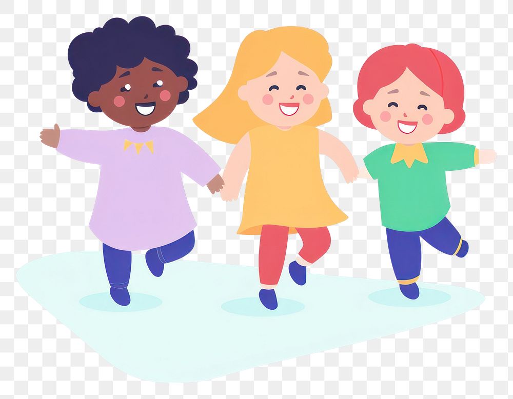 PNG Diversity kids walking together cartoon drawing child. AI generated Image by rawpixel.