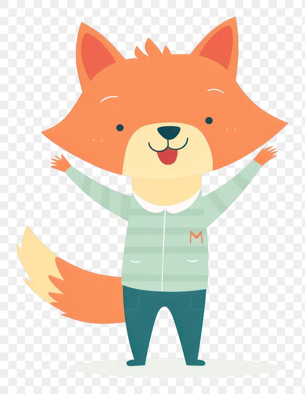 PNG Happy orange fox animal cute white background. AI generated Image by rawpixel.