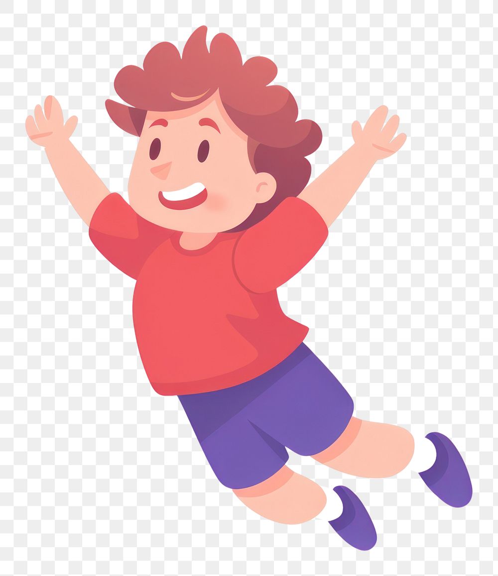 PNG Jumping boy cartoon white background excitement. AI generated Image by rawpixel.