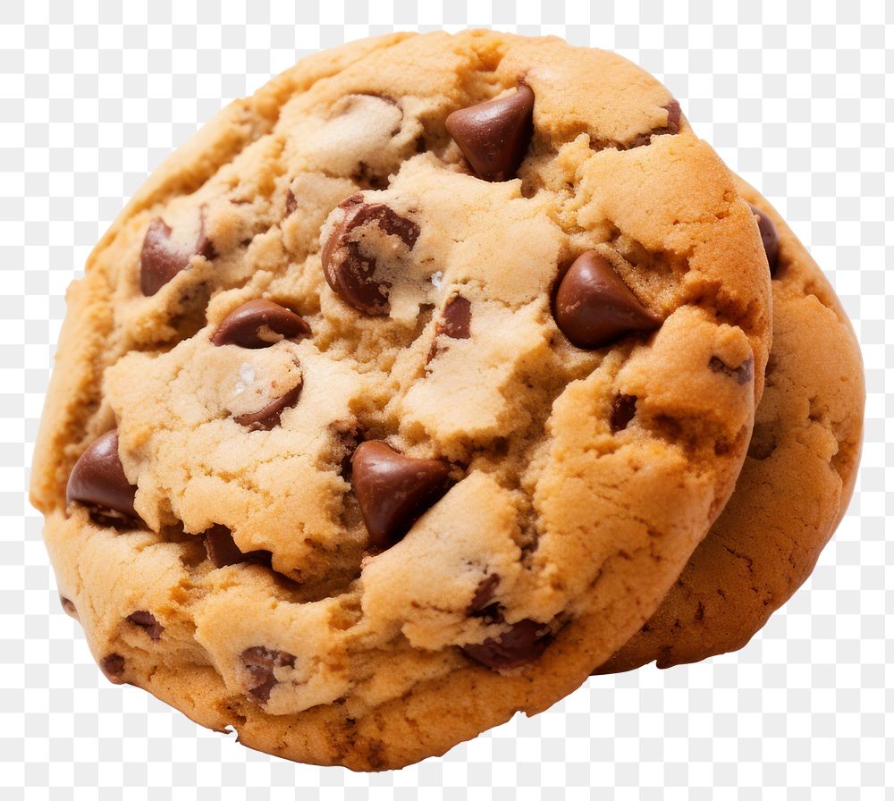 PNG Chocolate chip cookies food white background confectionery.