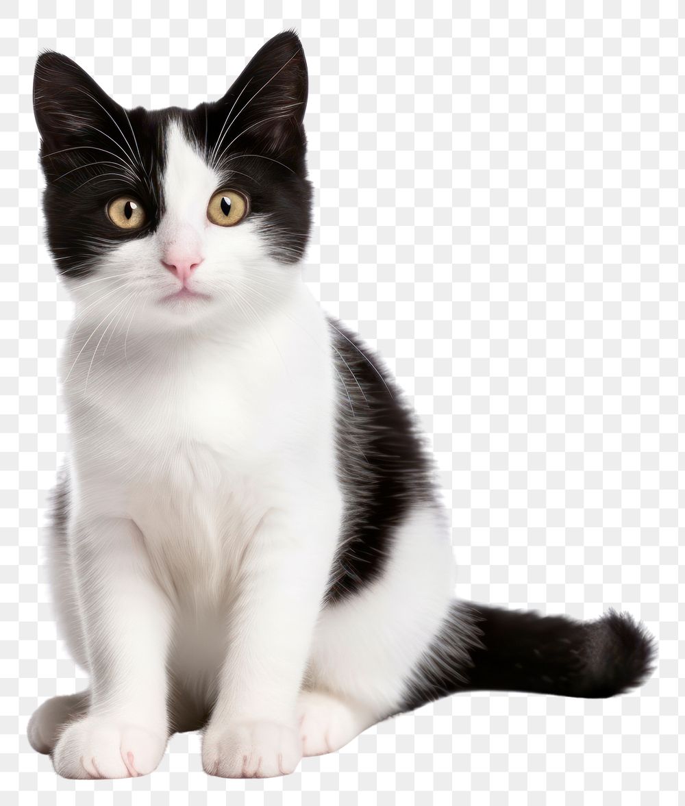 PNG Cute black and white Bicolor cat animal mammal kitten.