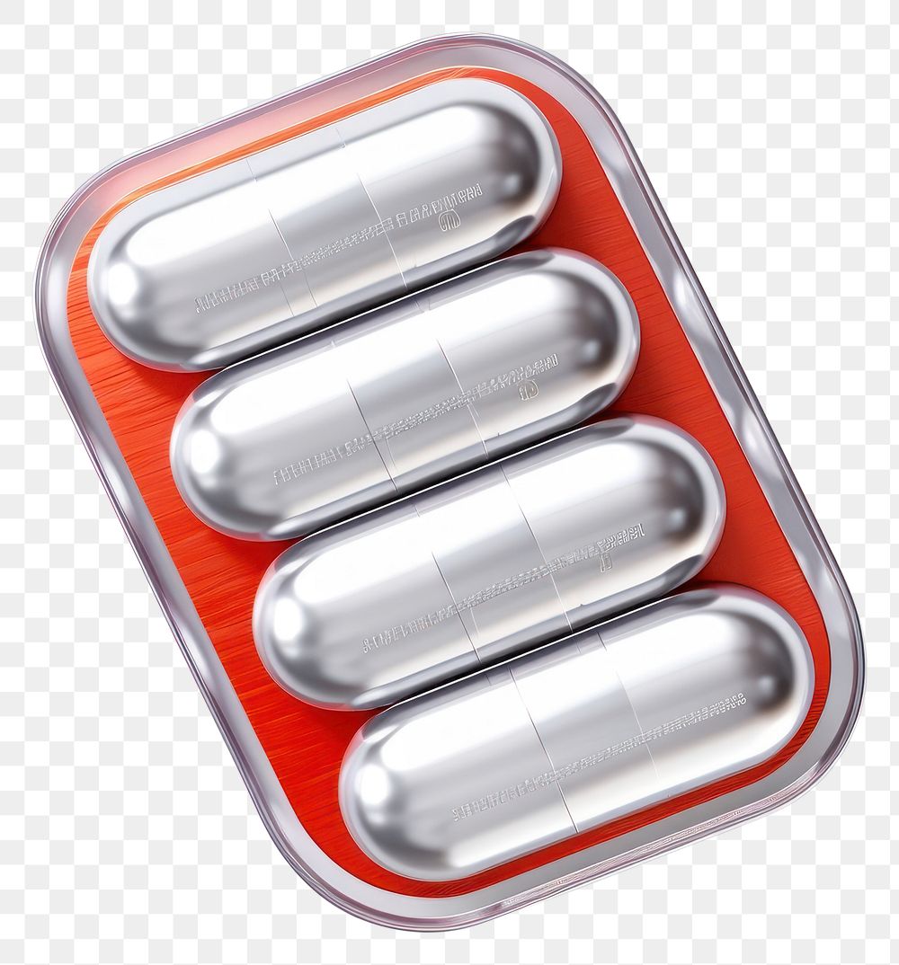 PNG Silver blister pack silver pill white background.