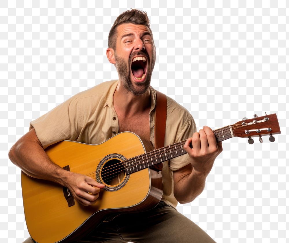PNG Man singing musician guitar adult.