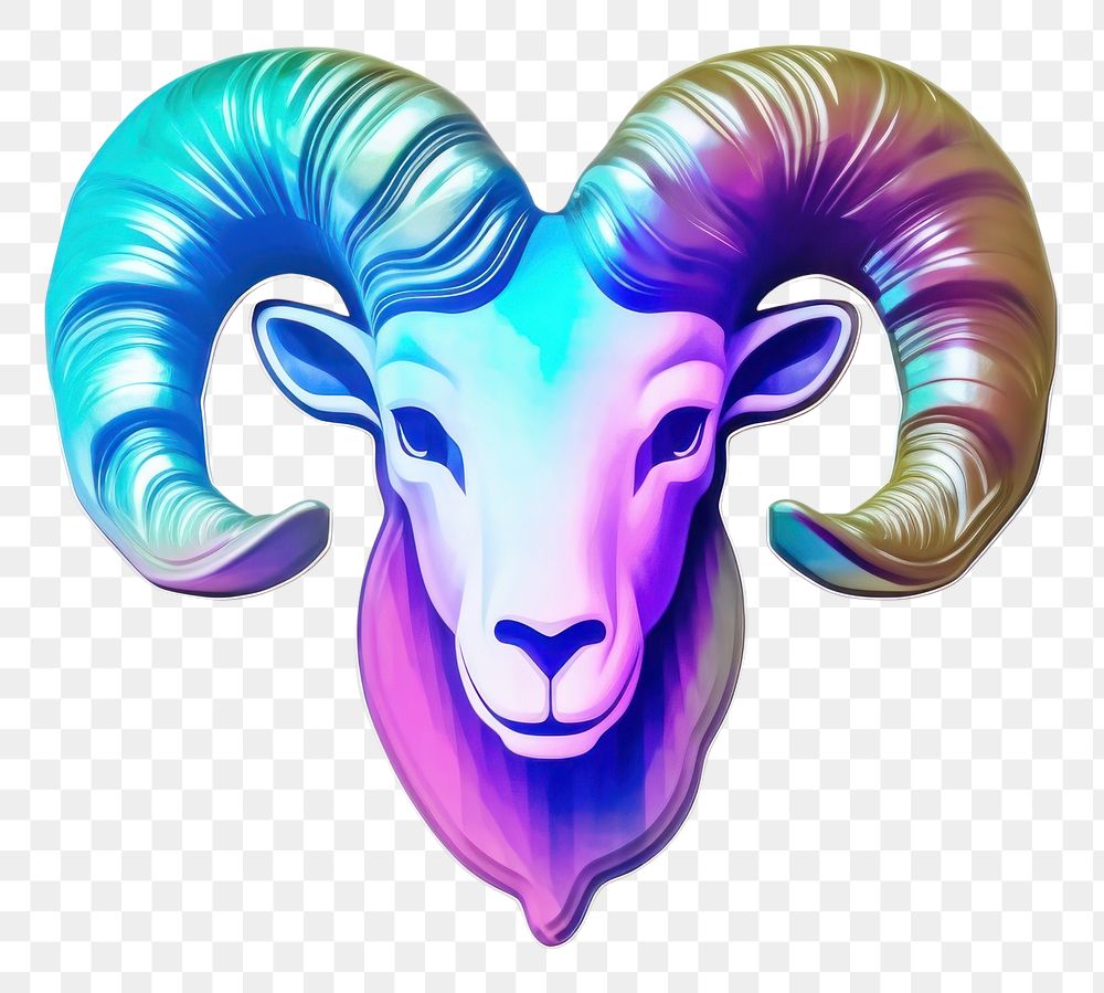PNG Aries zodiac sticker livestock animal purple.