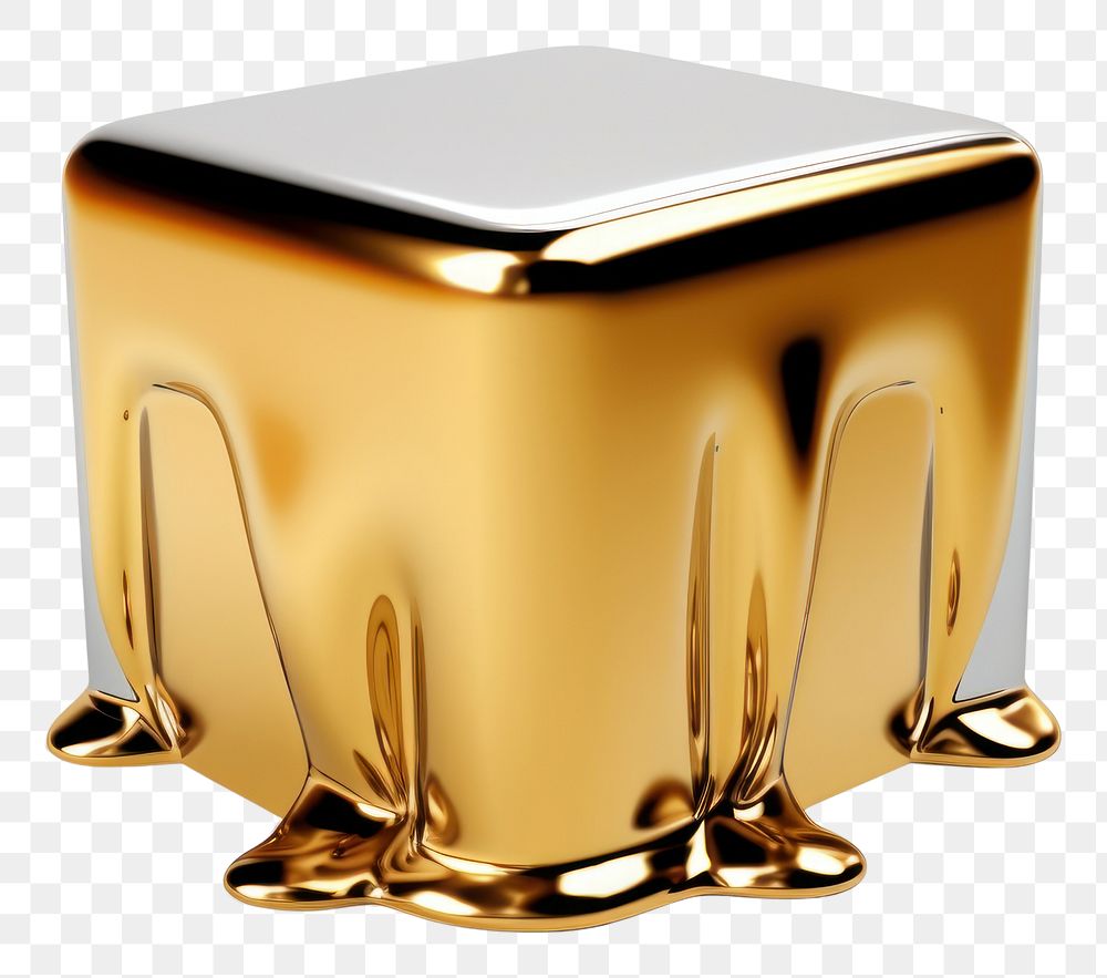 PNG 3d render of cube shape metal white background rectangle.