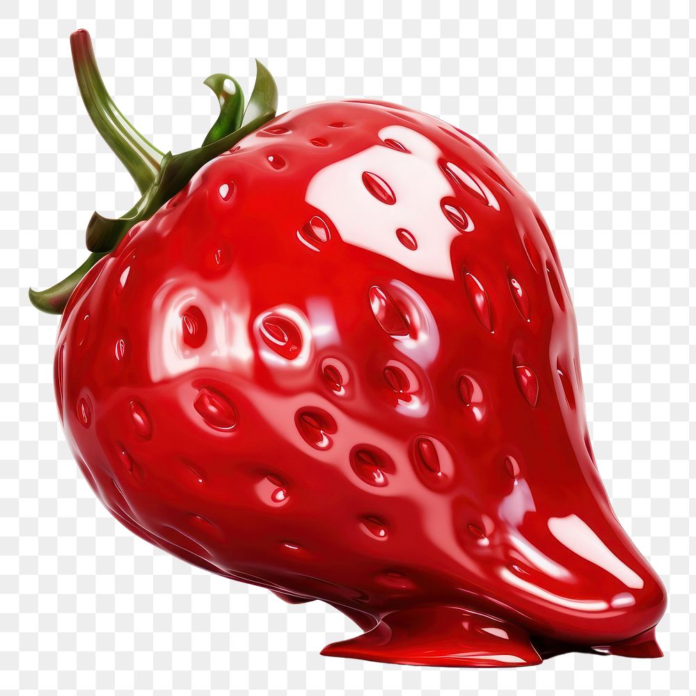 PNG 3d render of strawberry fruit plant food.