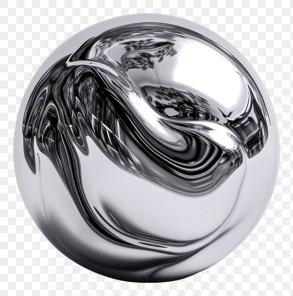PNG 3d render of sphere silver metal accessories