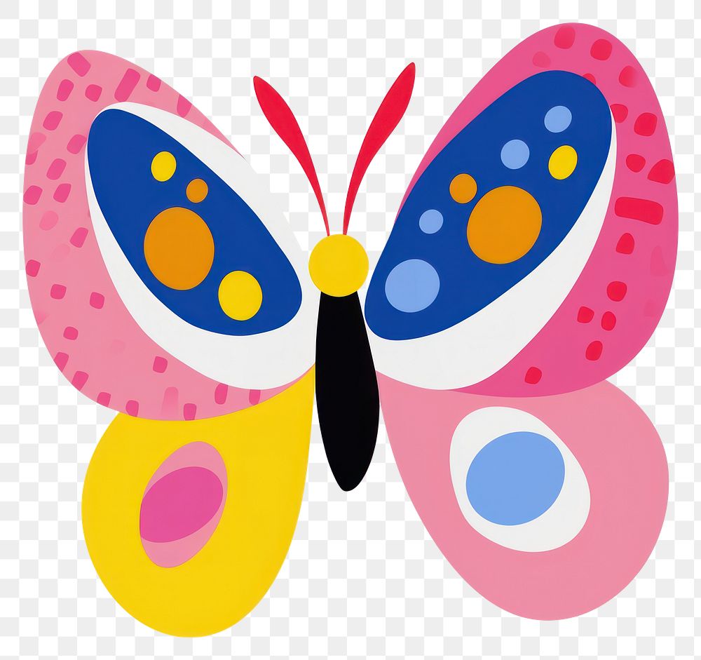 PNG Cute butterfly pattern white background magnification.