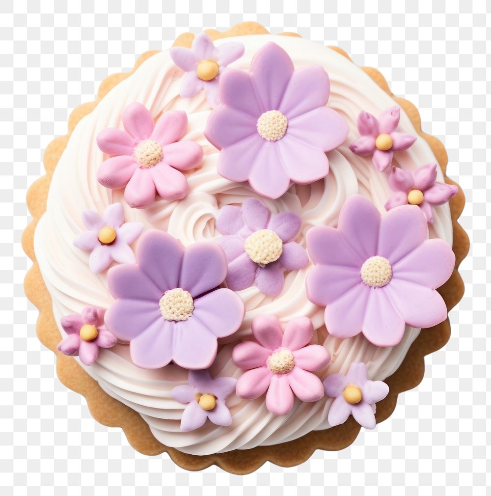 PNG Birthday cake on icing cookie dessert cupcake flower.