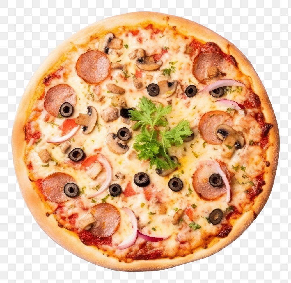 PNG Restaurant pizza food white background mozzarella pepperoni.