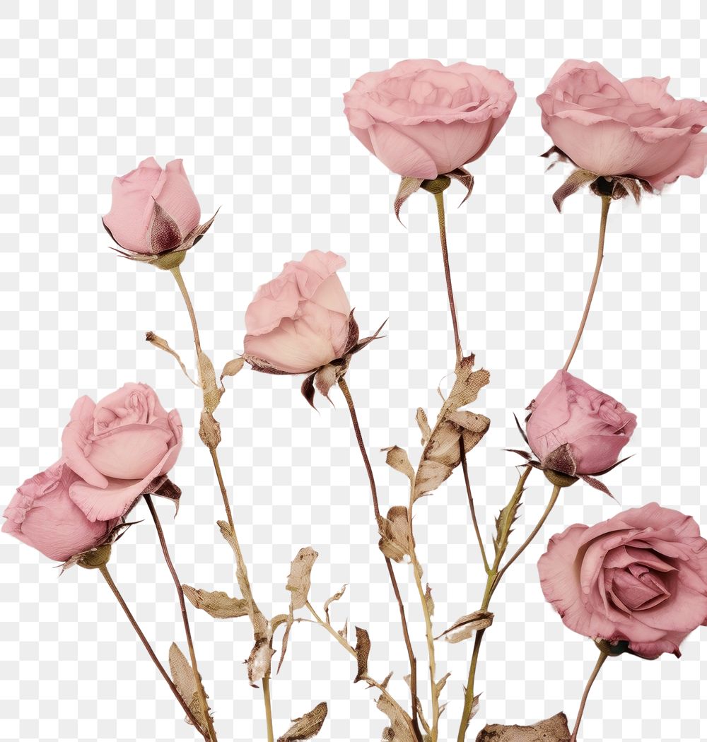 PNG  Real pressed pink roses flower petal plant.
