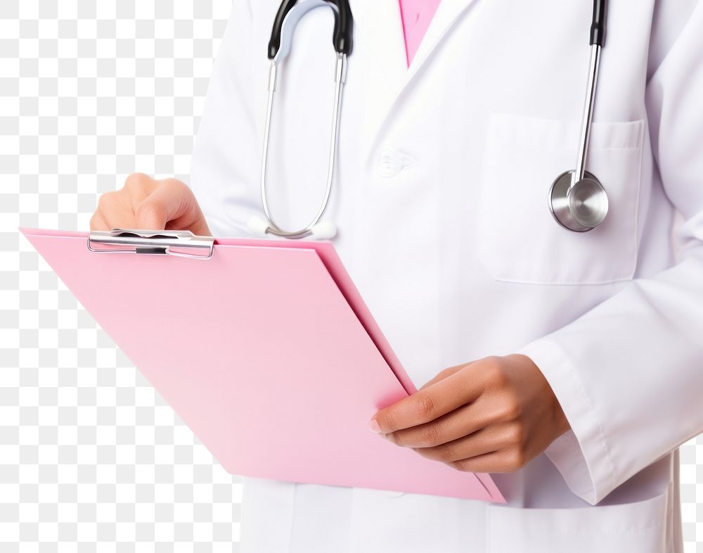 PNG Nurse holding white background stethoscope.