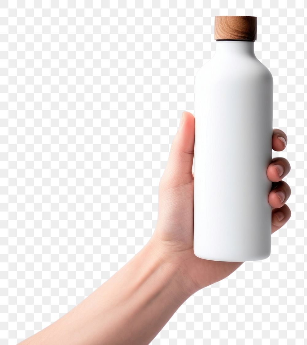 PNG Cosmetic bottle cylinder holding hand.