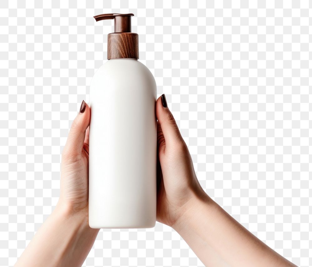 PNG Cosmetic bottle cosmetics holding hand.