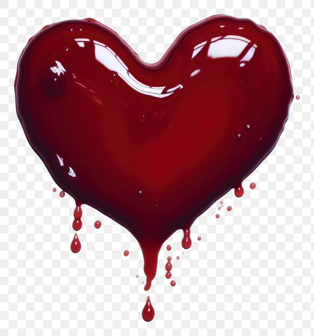 PNG Heart splattered ketchup circle.