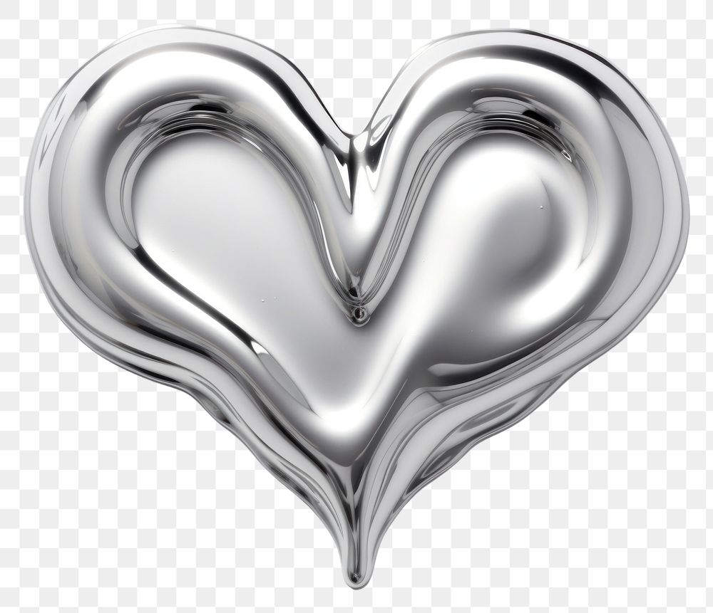 PNG Heart metal white background monochrome.