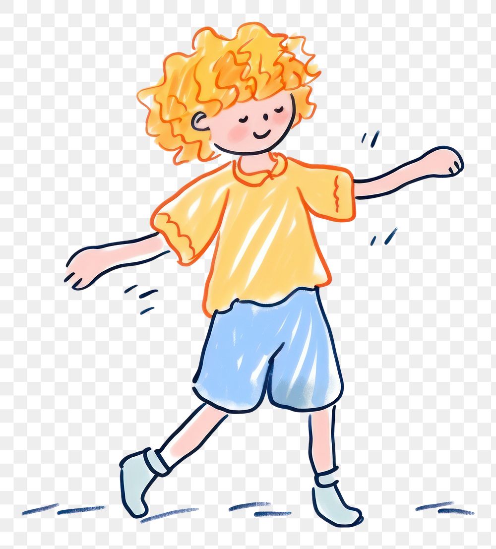 PNG Illustration of walking kid cartoon drawing shorts.