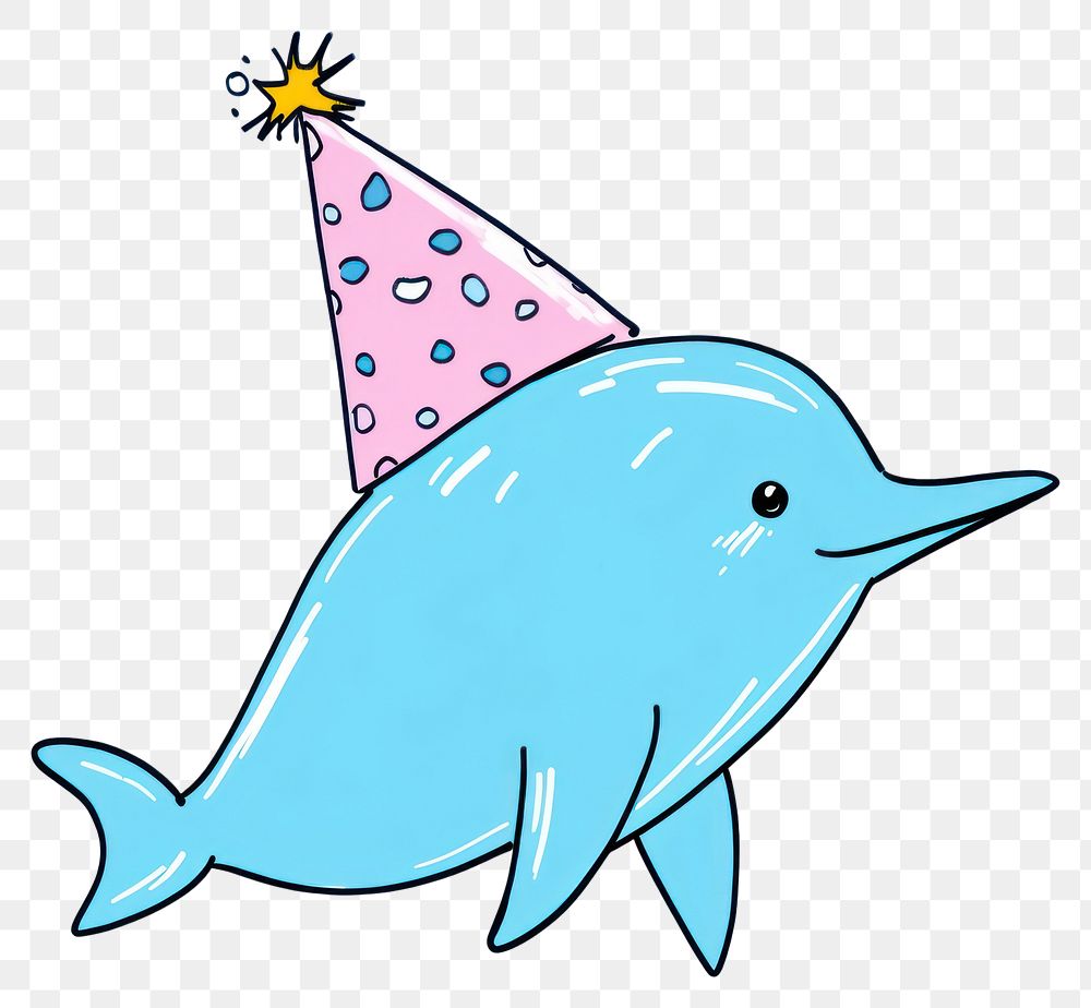 PNG Dolphin cartoon party hat.