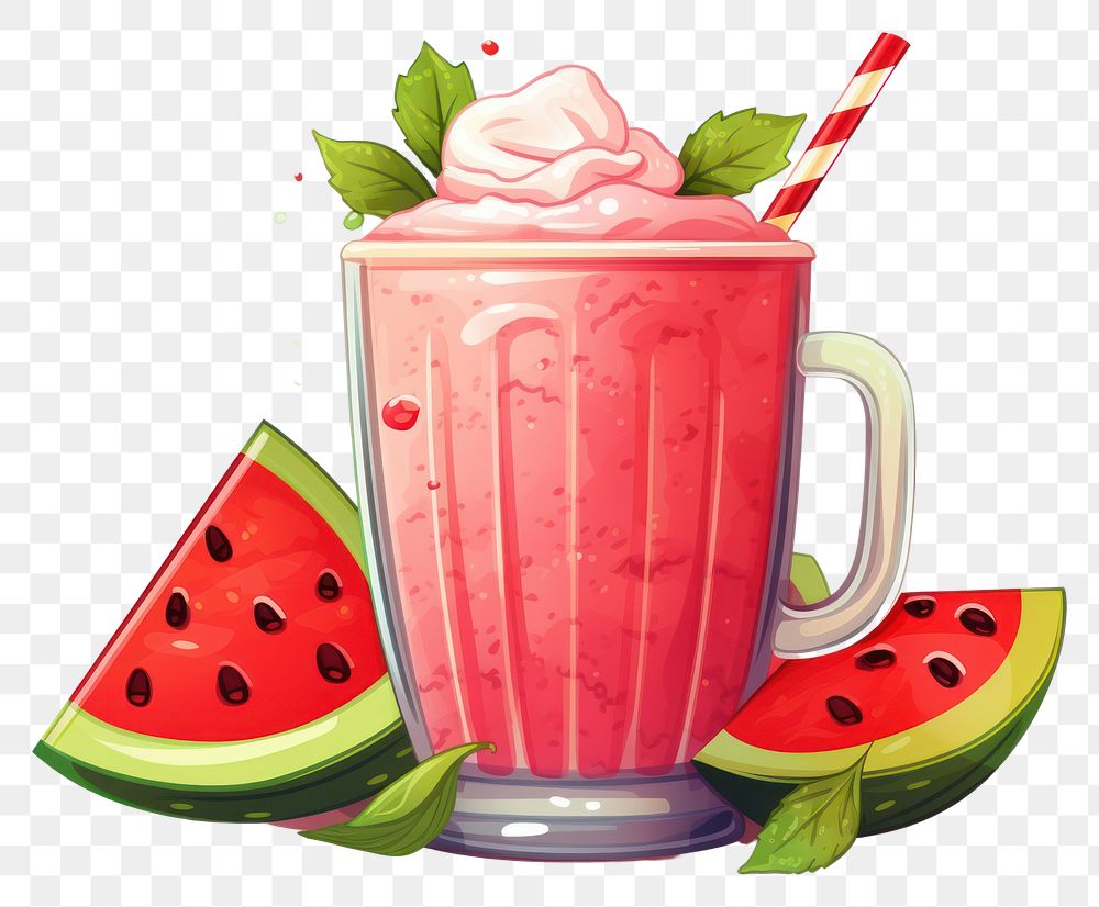 PNG Watermelon smoothie cartoon fruit drink.