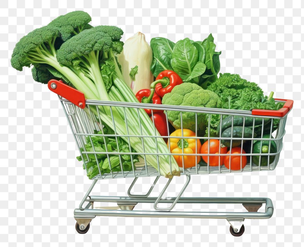 PNG Shopping green vegetable busket plant food consumerism.