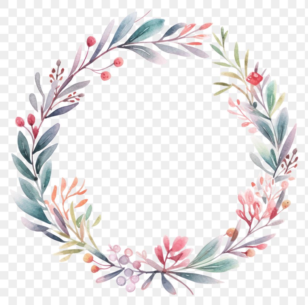 PNG Christmas wreath circle border pattern flower white background. AI generated Image by rawpixel.