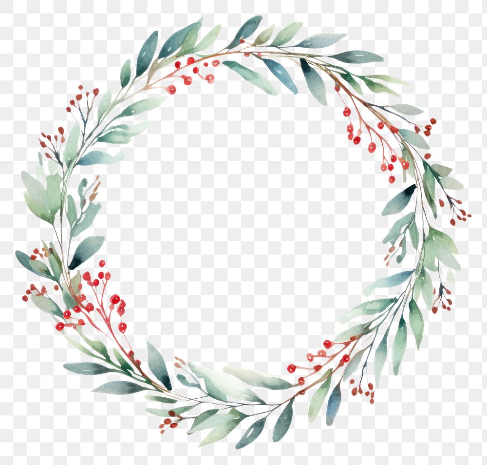PNG Christmas wreath circle border pattern plant white background. AI generated Image by rawpixel.
