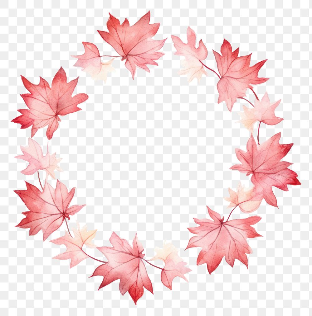 PNG Maple leaf circle border pattern wreath plant. AI generated Image by rawpixel.