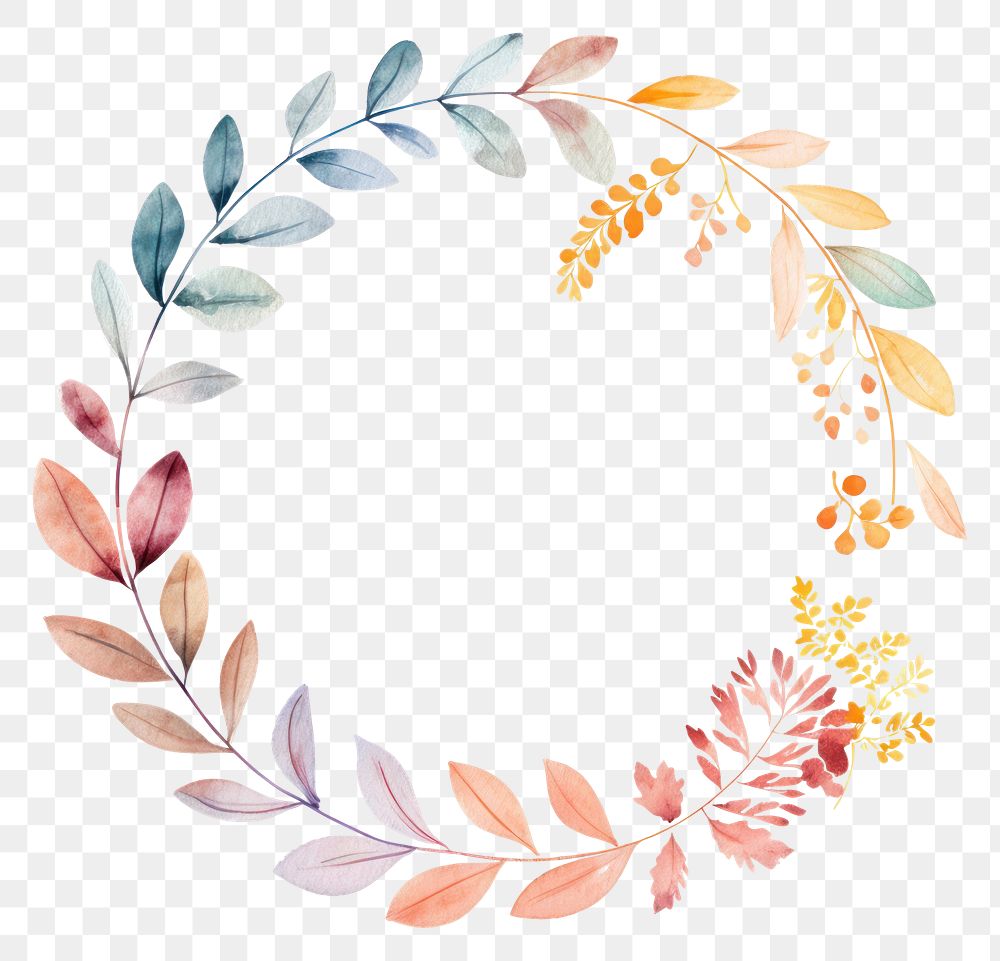 PNG Autumn leaf circle border pattern wreath flower. AI generated Image by rawpixel.