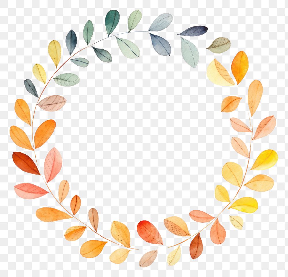 PNG Autumn leaf circle border pattern white background creativity. AI generated Image by rawpixel.
