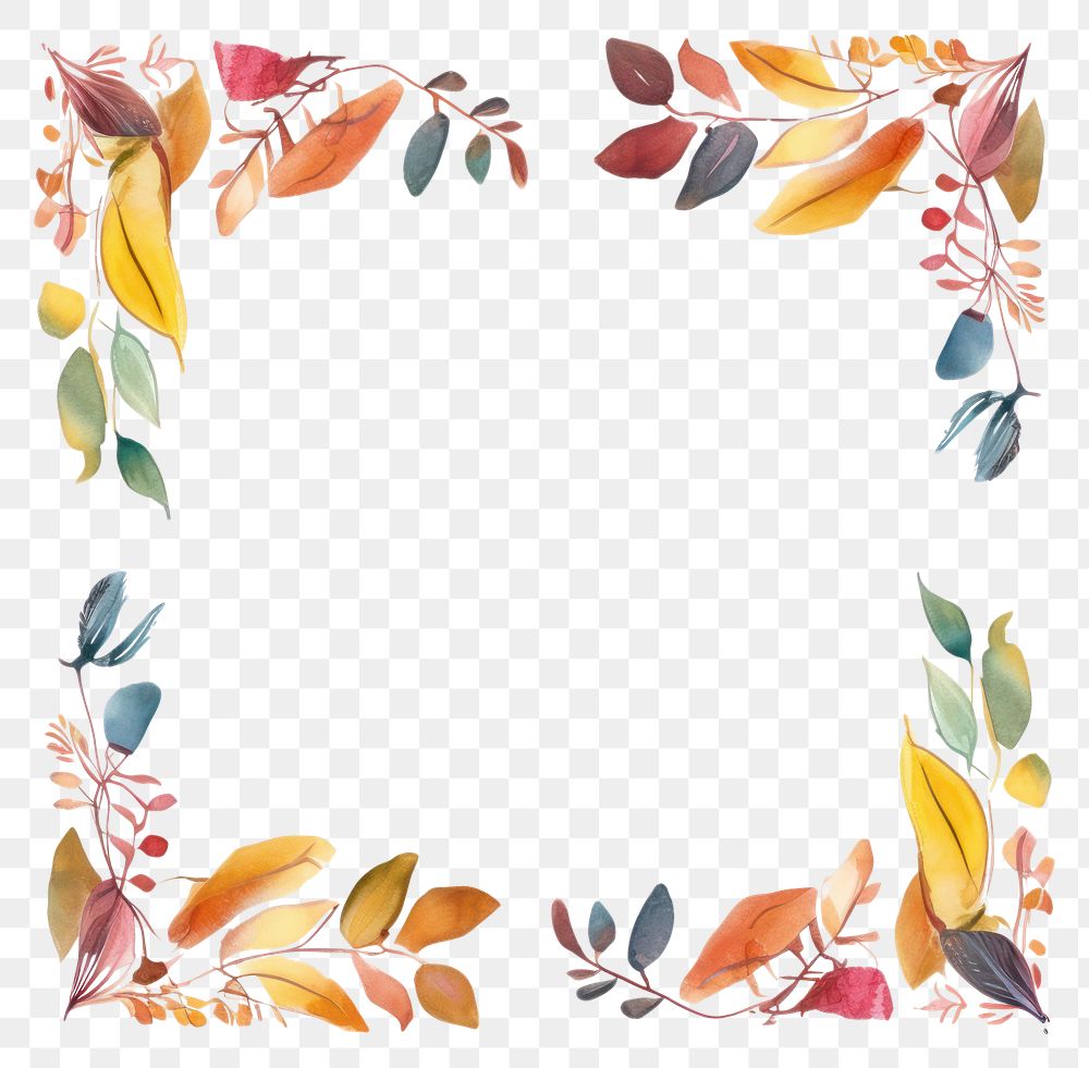 PNG Autumn leaf square border pattern backgrounds plant. AI generated Image by rawpixel.