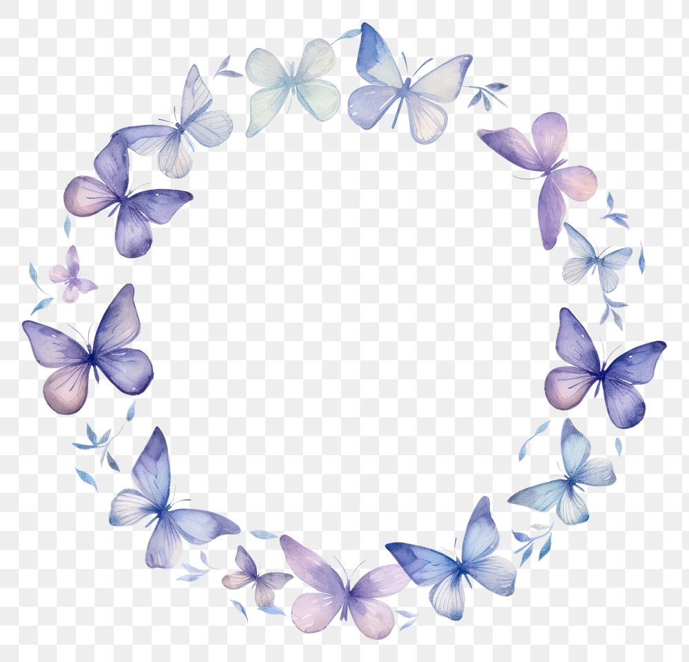 PNG Little butterfly circle border pattern flower wreath. AI generated Image by rawpixel.