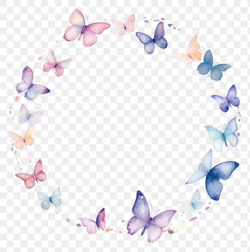 PNG Little butterfly circle border pattern petal white background
