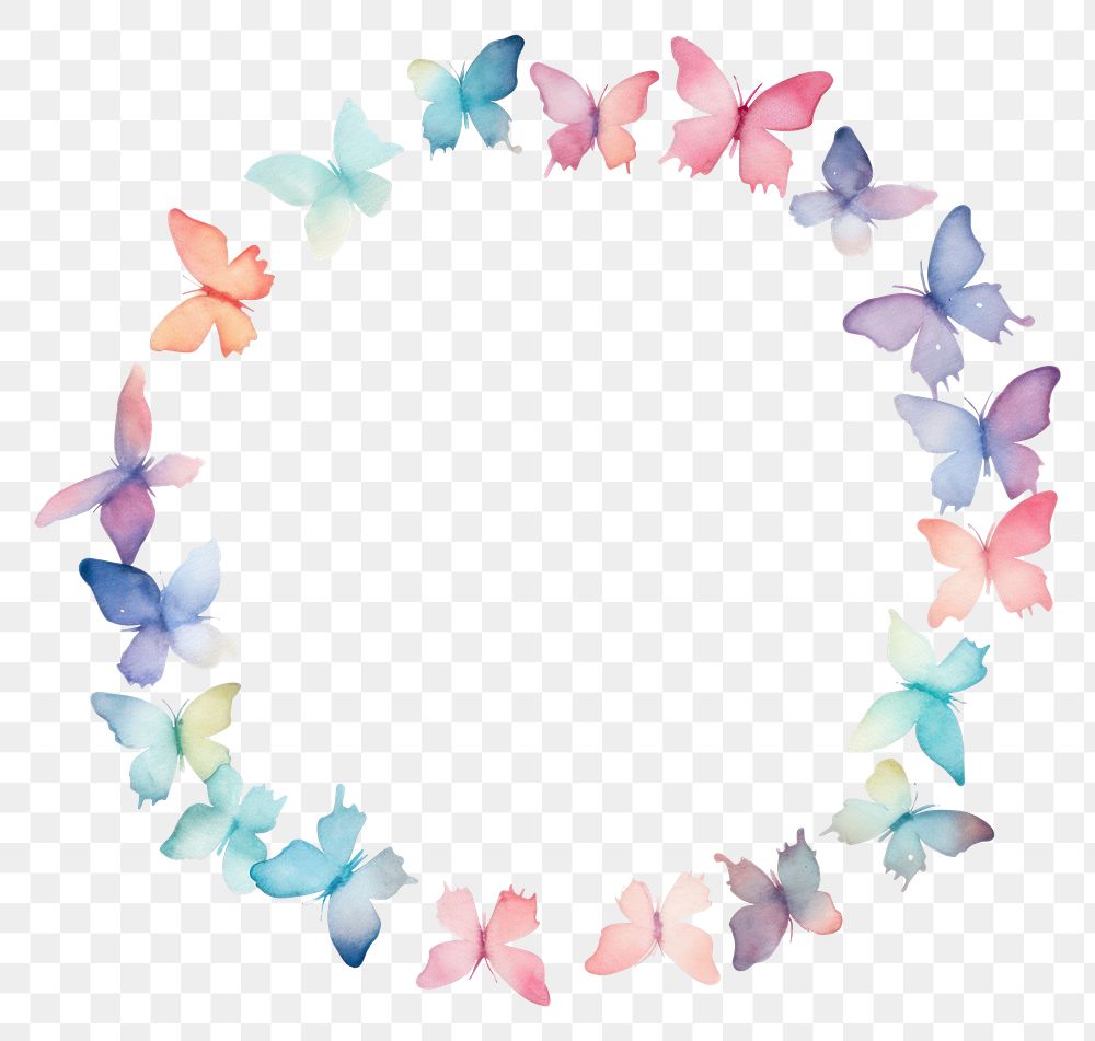 PNG Little butterfly circle border pattern petal white background. AI generated Image by rawpixel.