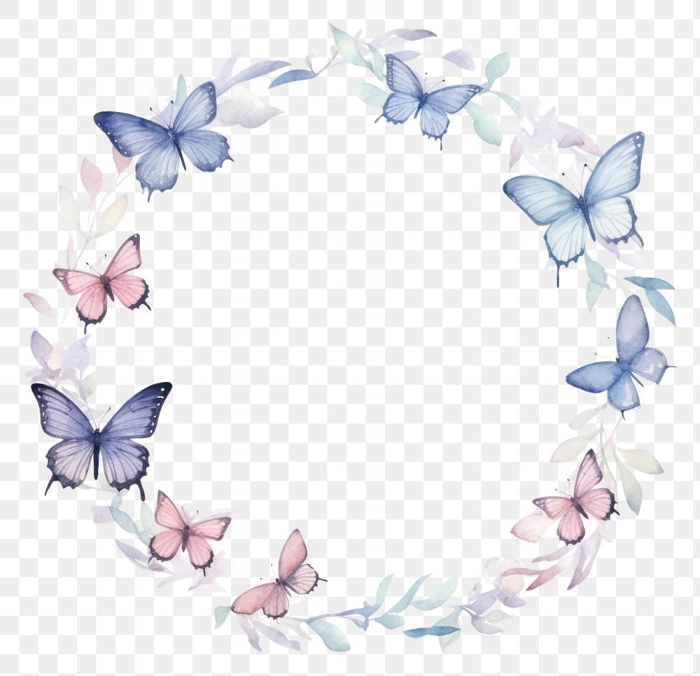 PNG Little butterfly circle border pattern flower wreath. AI generated Image by rawpixel.