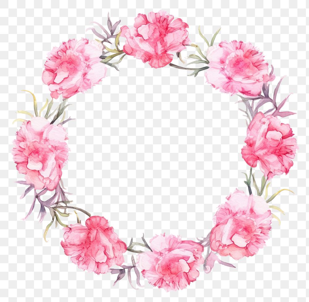 PNG Carnation circle border pattern flower wreath. AI generated Image by rawpixel.