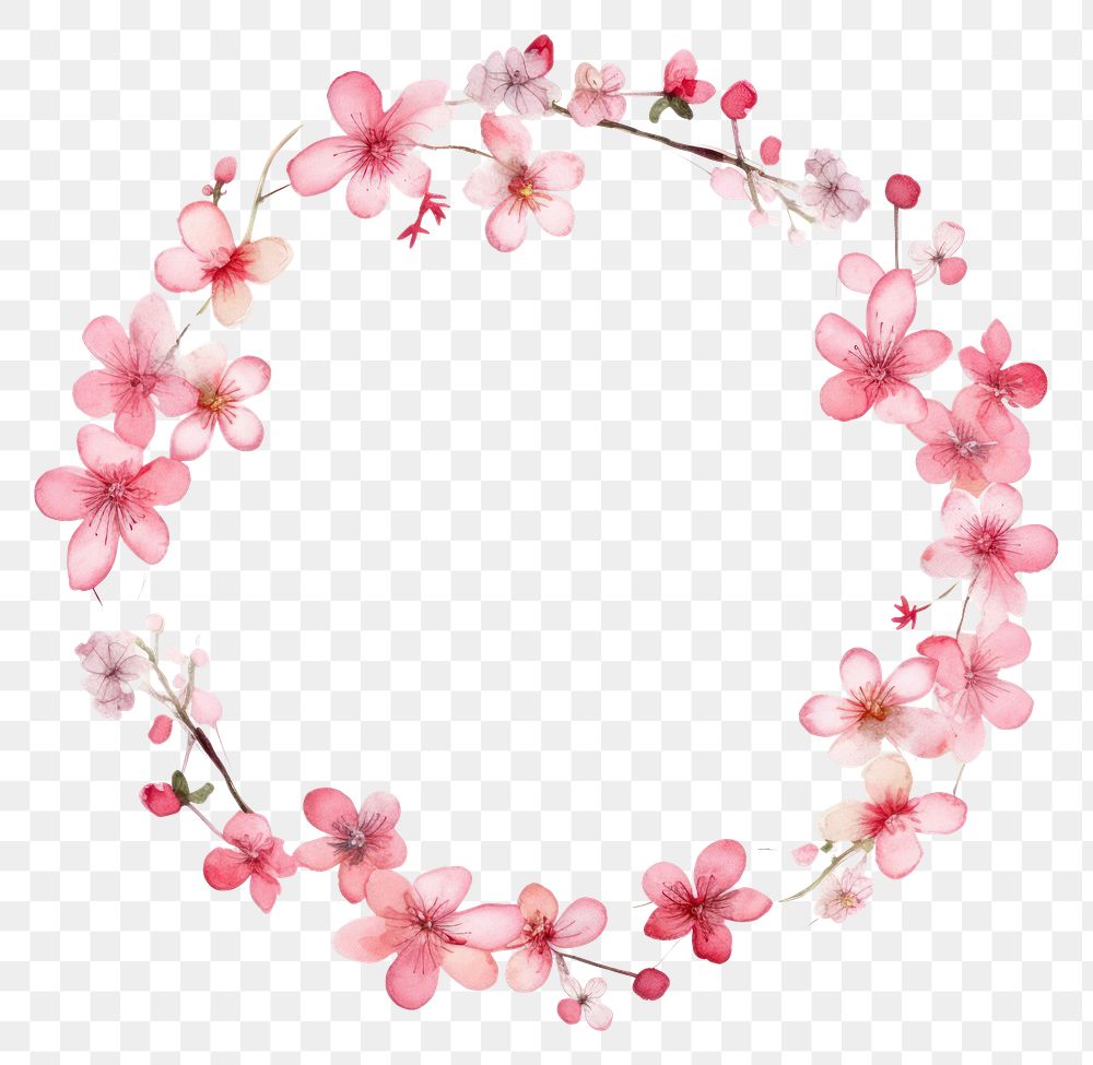 PNG Cherry blossom circle border flower wreath petal. AI generated Image by rawpixel.