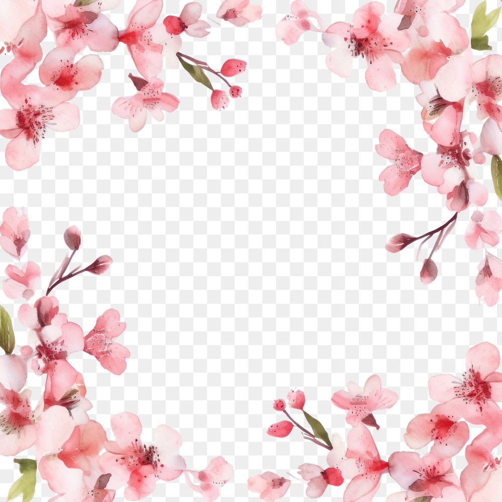 PNG Cherry blossom square border backgrounds pattern flower. AI generated Image by rawpixel.
