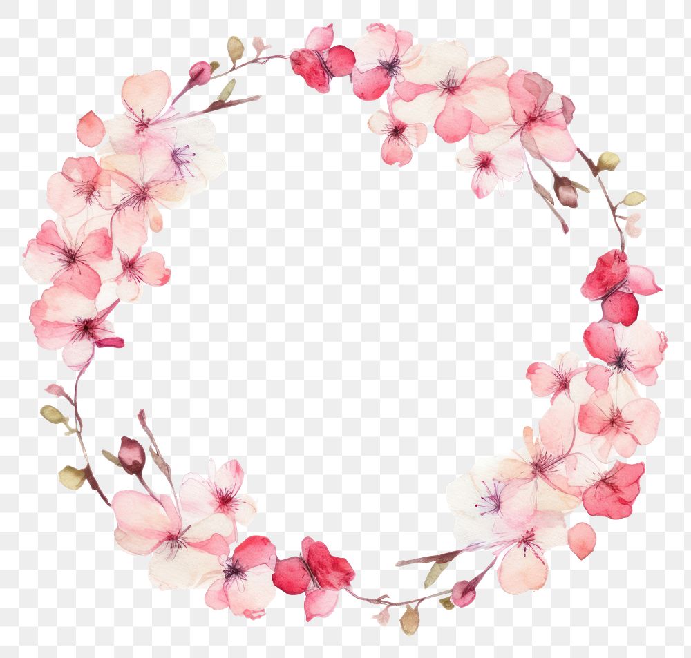 PNG Cherry blossom circle border pattern flower wreath. AI generated Image by rawpixel.