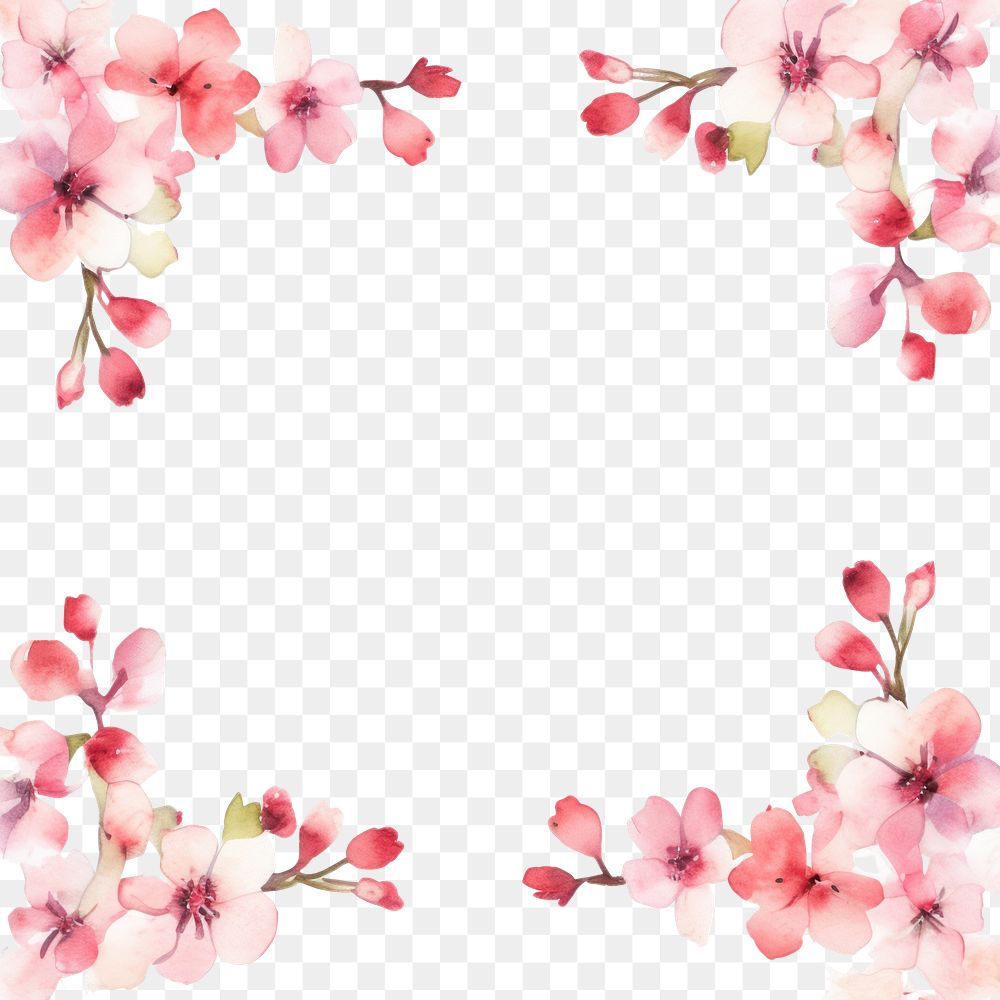 PNG Cherry blossom square border flower petal plant. AI generated Image by rawpixel.