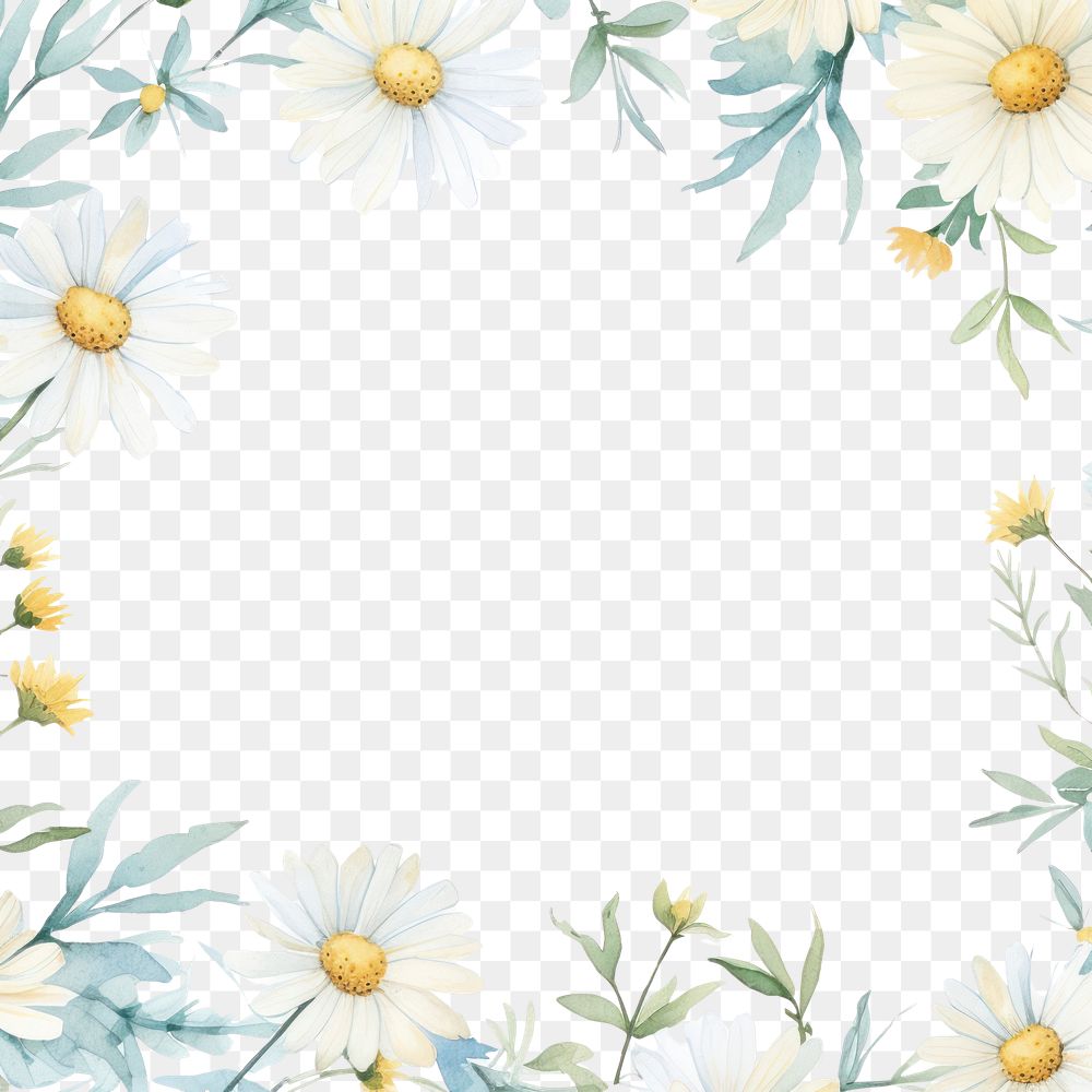 PNG Little daisy sqaure border pattern backgrounds flower. AI generated Image by rawpixel.