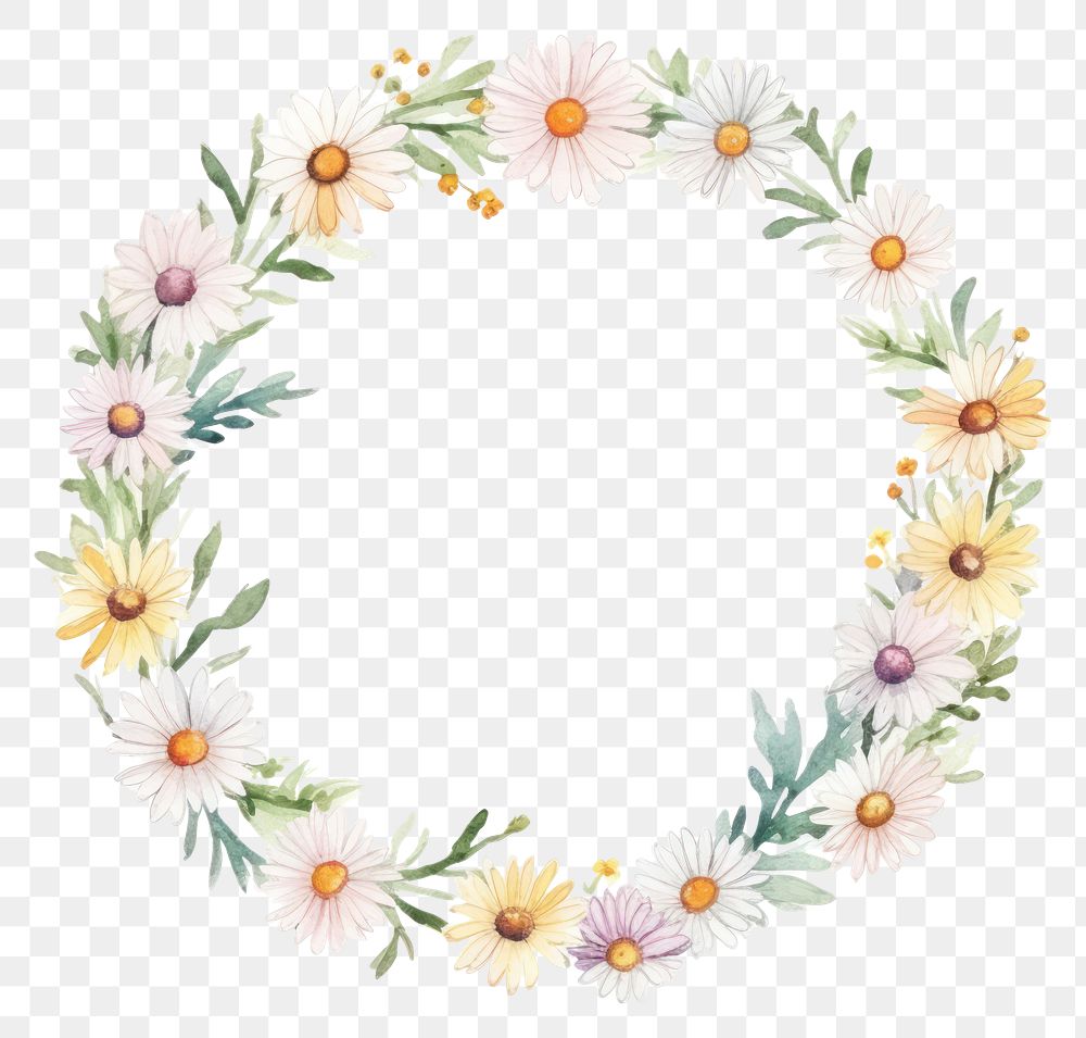 PNG Little daisy circle border pattern flower wreath. AI generated Image by rawpixel.