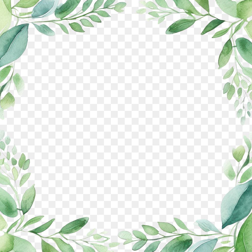PNG Green leaf square border pattern backgrounds plant. AI generated Image by rawpixel.