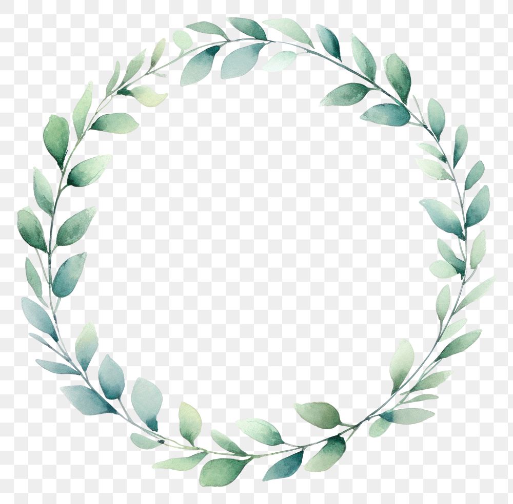PNG Green leaf circle border pattern wreath white background. AI generated Image by rawpixel.